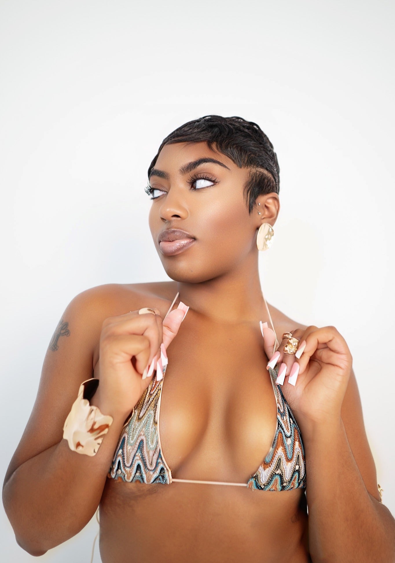 Lumière Wave Crochet Knit Micro Bikini Top