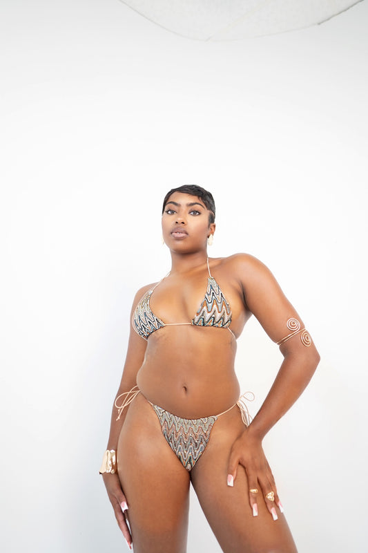 Lumière Wave Crochet Knit Micro Bikini Bottoms