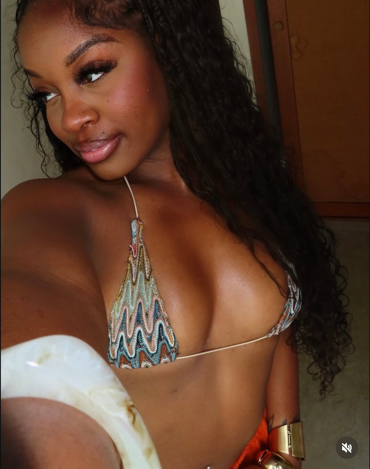 Lumière Wave Crochet Knit Micro Bikini Top